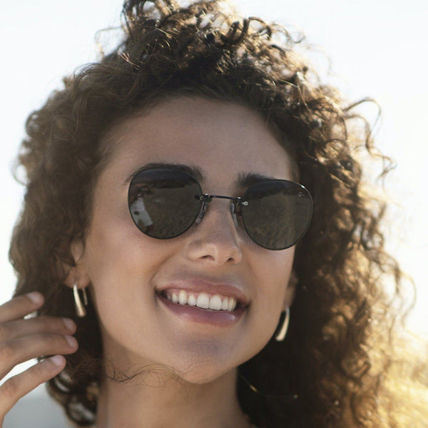 Black Round Women\'s Titanium Sunglasses Amazon.com: 100% Real Titanium No Screw Rimless Round  main image 3