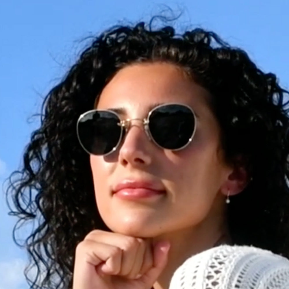 Gold Round Polarized Titanium Sunglasses