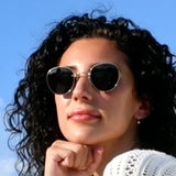Gold Round Polarized Titanium Sunglasses