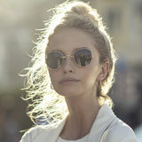 Gold Round Polarized Titanium Sunglasses
