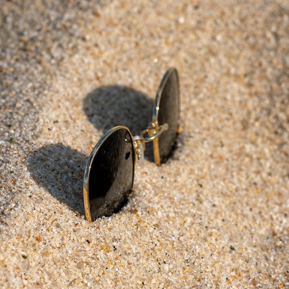 Gold Round Polarized Titanium Sunglasses